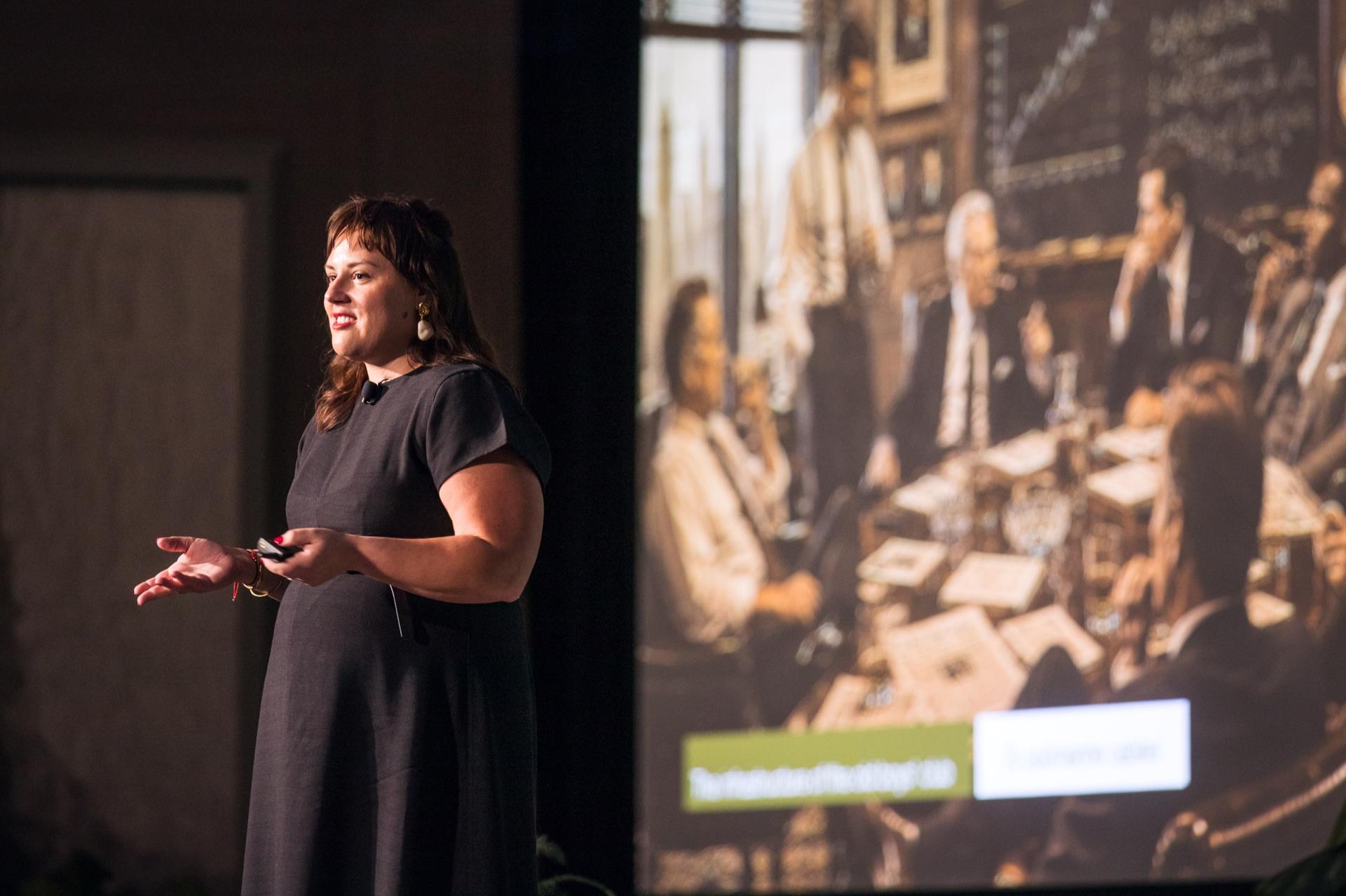 Amanda Worsfold presenting on stage